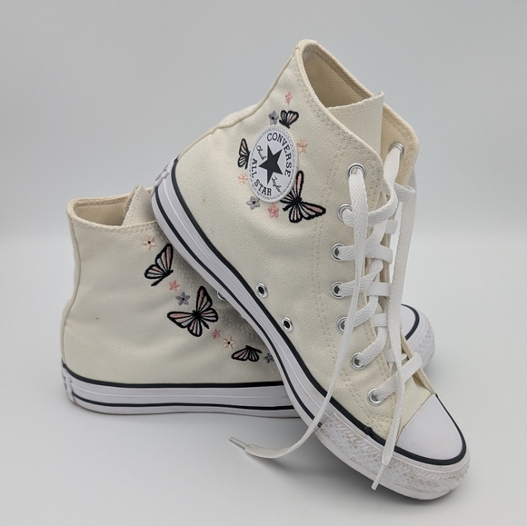 Converse Chuck Taylor All Star High-Top Sneakers with Butterfly Detail - Picture 1 of 8